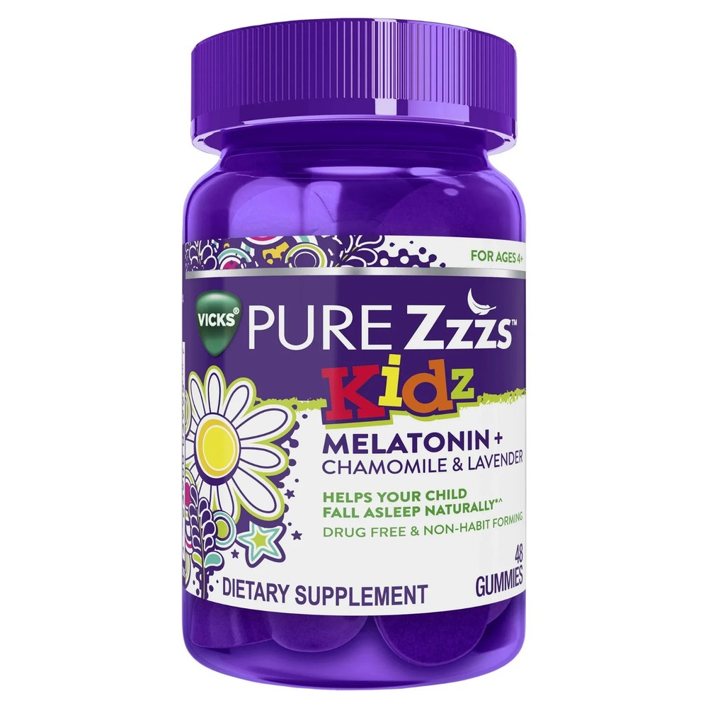 Vicks PURE Zzzs Kids Melatonin Sleep Aid Gummies-Berry- 0.5mg- 48 ct