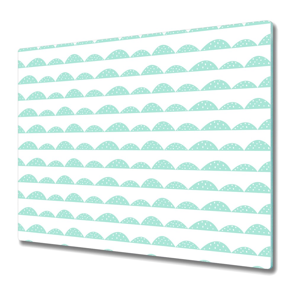 Glass Kitchen Chopping Board Worktop Saver Mint hill rows blue and white 60x52