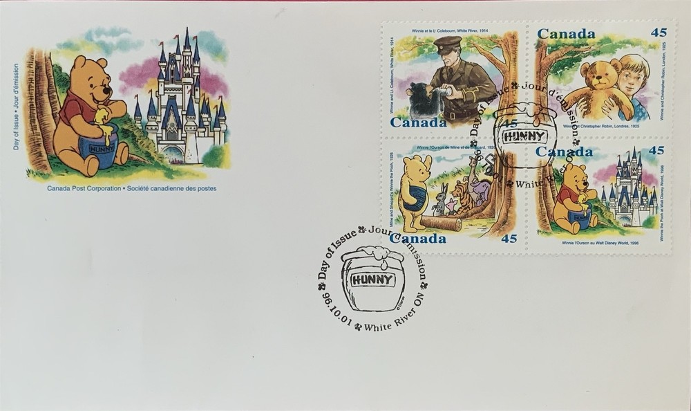 Canada Post 1621a Winnie Pooh Block Special Hunny Postmark Walt Disney World