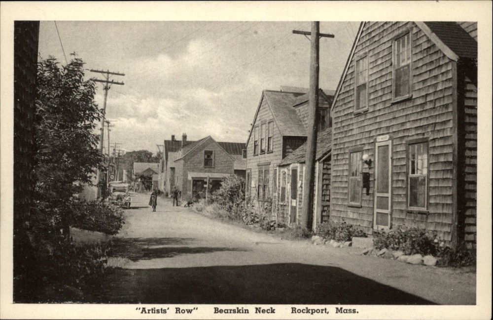 Artists Row Bearskin Neck Rockport Massachusetts vintage postcard m306