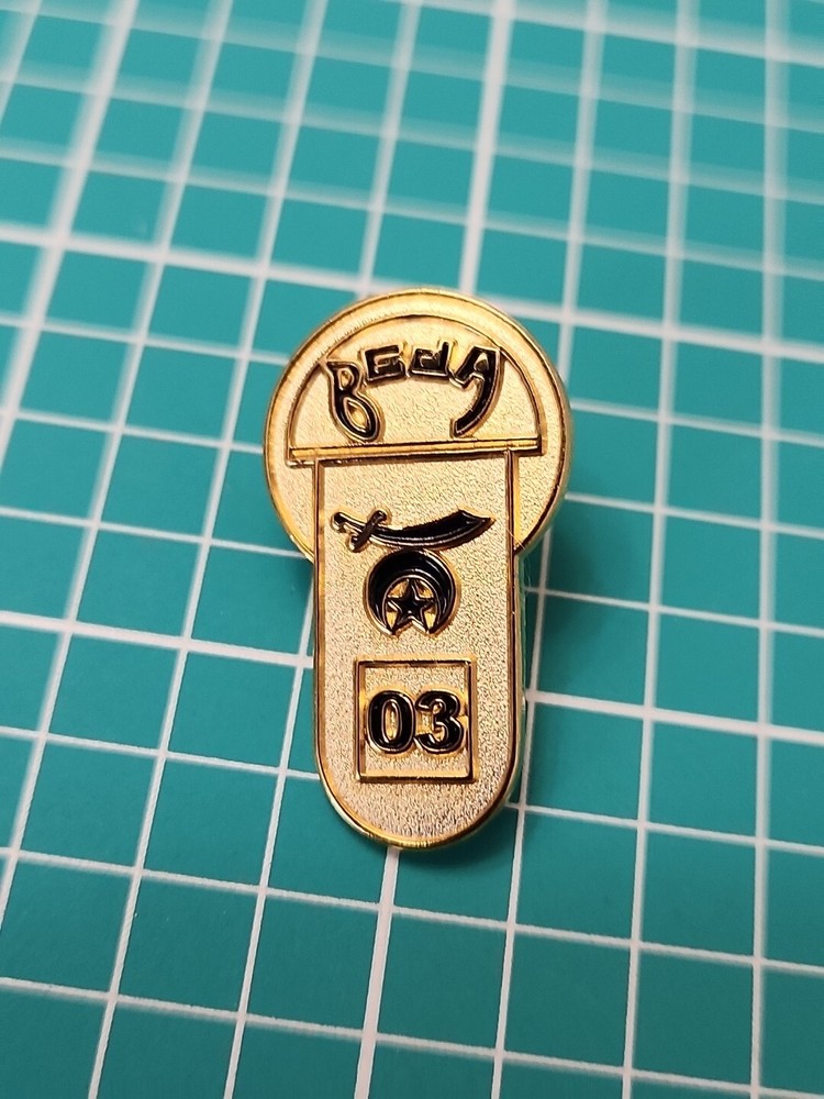 Vtg 2003 Shriner Beja Temple Moon And Saber Gold Tone Lapel Pin Hat Pin