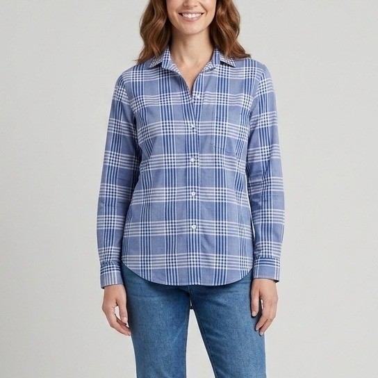 Grayson by Frank & Eileen The Hero Blue White Plaid Button Down Shirt Sz 2 Small