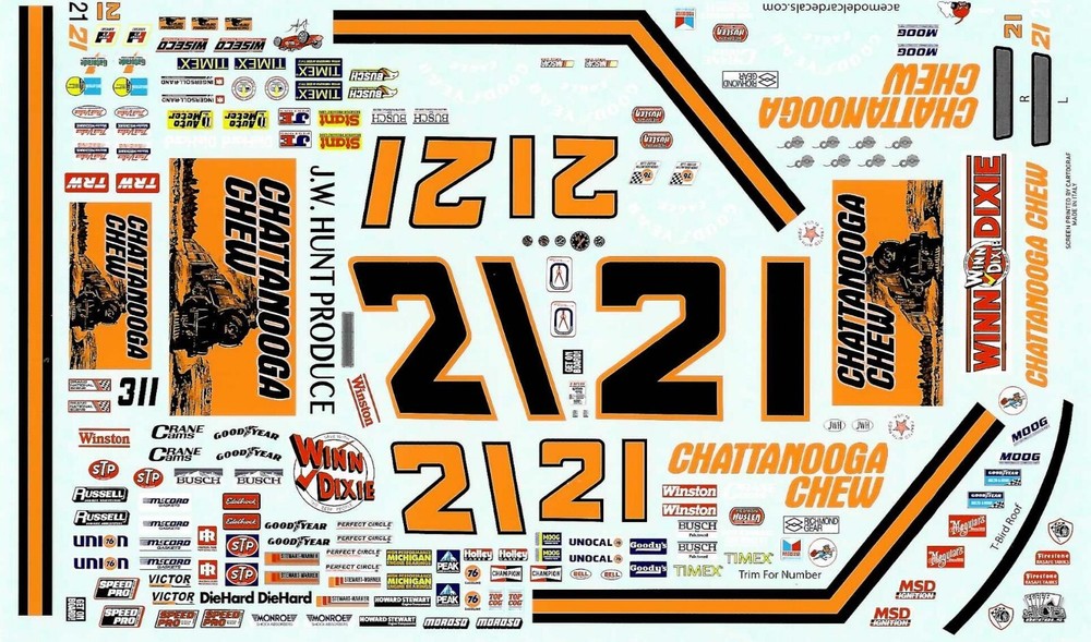 David Pearson 1985 Chattanooga Chew NASCAR 1/24 Decal Set #21 by Ace Decals-image