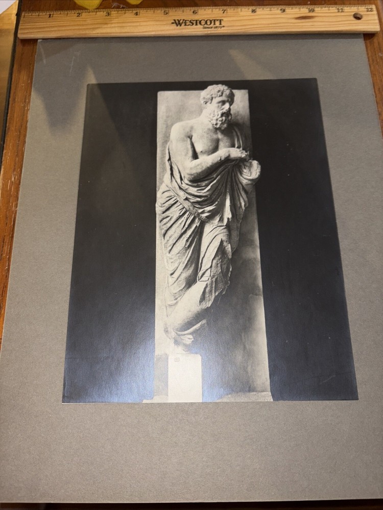 Vintage Grave Stele Found in Attica Mounted Greek Sculpture Photo Athens Greece