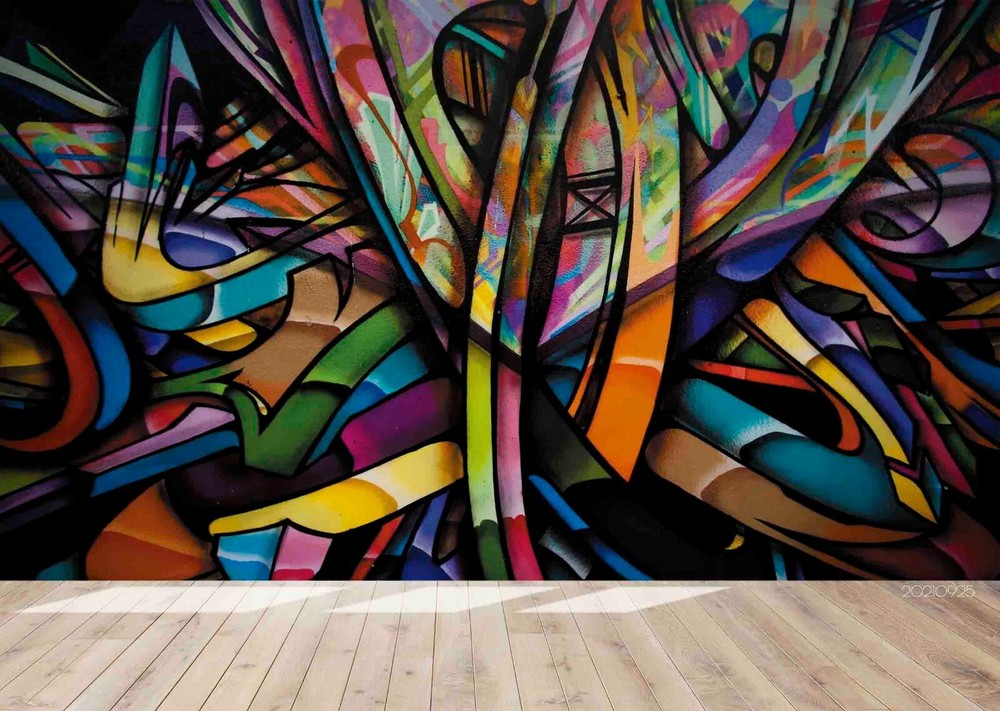 3D Abstract Artistic Graffiti Self-adhesive Removable Wallpaper Murals Wall 457-image