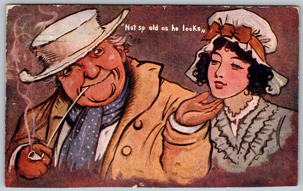 Antique Postcard Comic Caricature Couple Augusta, ME 1910s