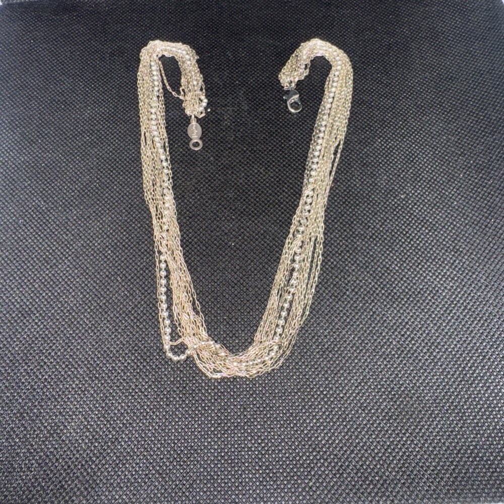 Napier Silver Tone Multi-Strand Chain Bib Necklace