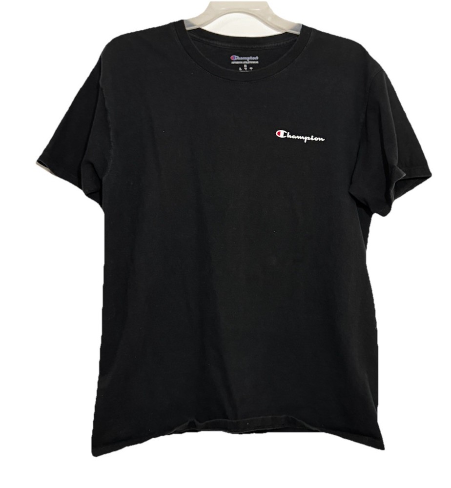 Champion T-Shirt Mens Medium Black Short Sleeve Authentic Athleticwear Logo Tee