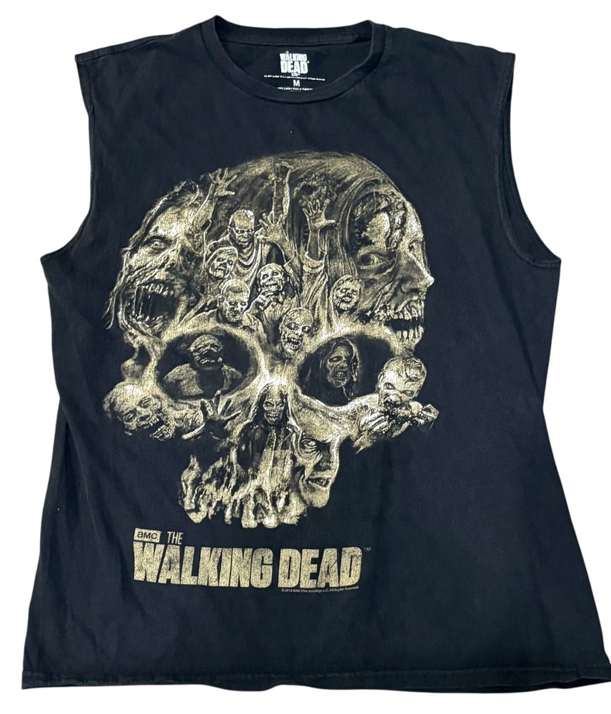 The Walking Dead T-shirt Zombie Skull Tank Top Shirt Mens M Black AMC 2013 Promo