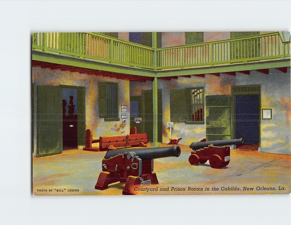 Postcard Courtyard and Prison Rooms in the Cabildo Louisiana USA
