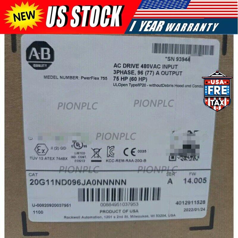 NEW Allen Bradley 20G11ND096JA0NNNNN Powerflex 755 VFD 480V 75HP US Free Tax