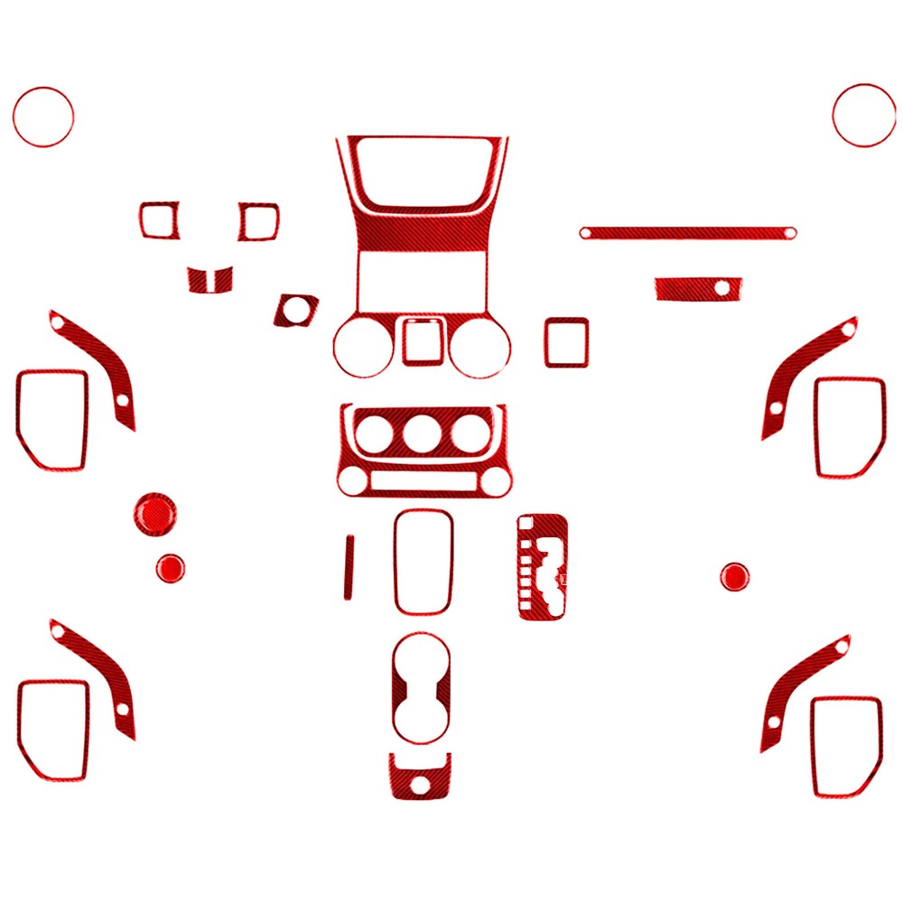 35Pcs Red Carbon Fiber Interior Full Kits Cover Trim For Jeep Wrangler JK 11-17