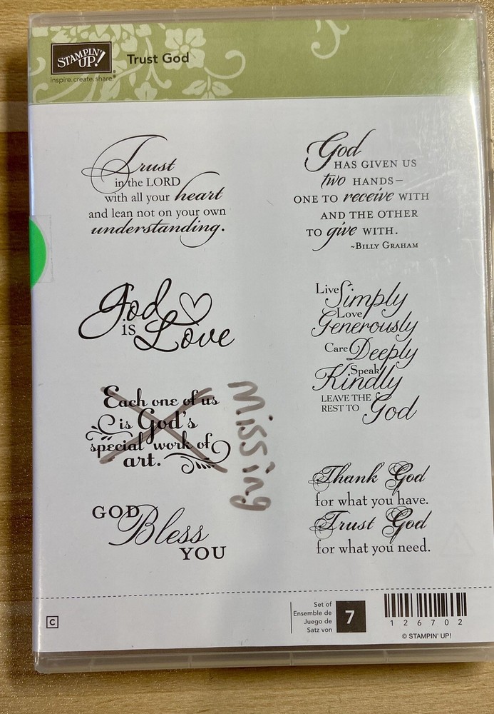 Stampin'Up! TRUST GOD Rubber stamp set