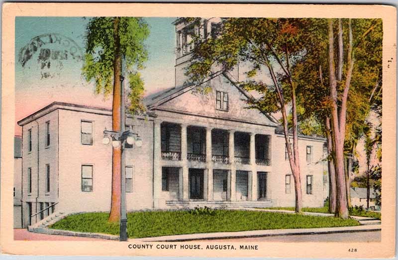 Postcard COURT HOUSE SCENE Augusta Maine ME m/09 AK5891