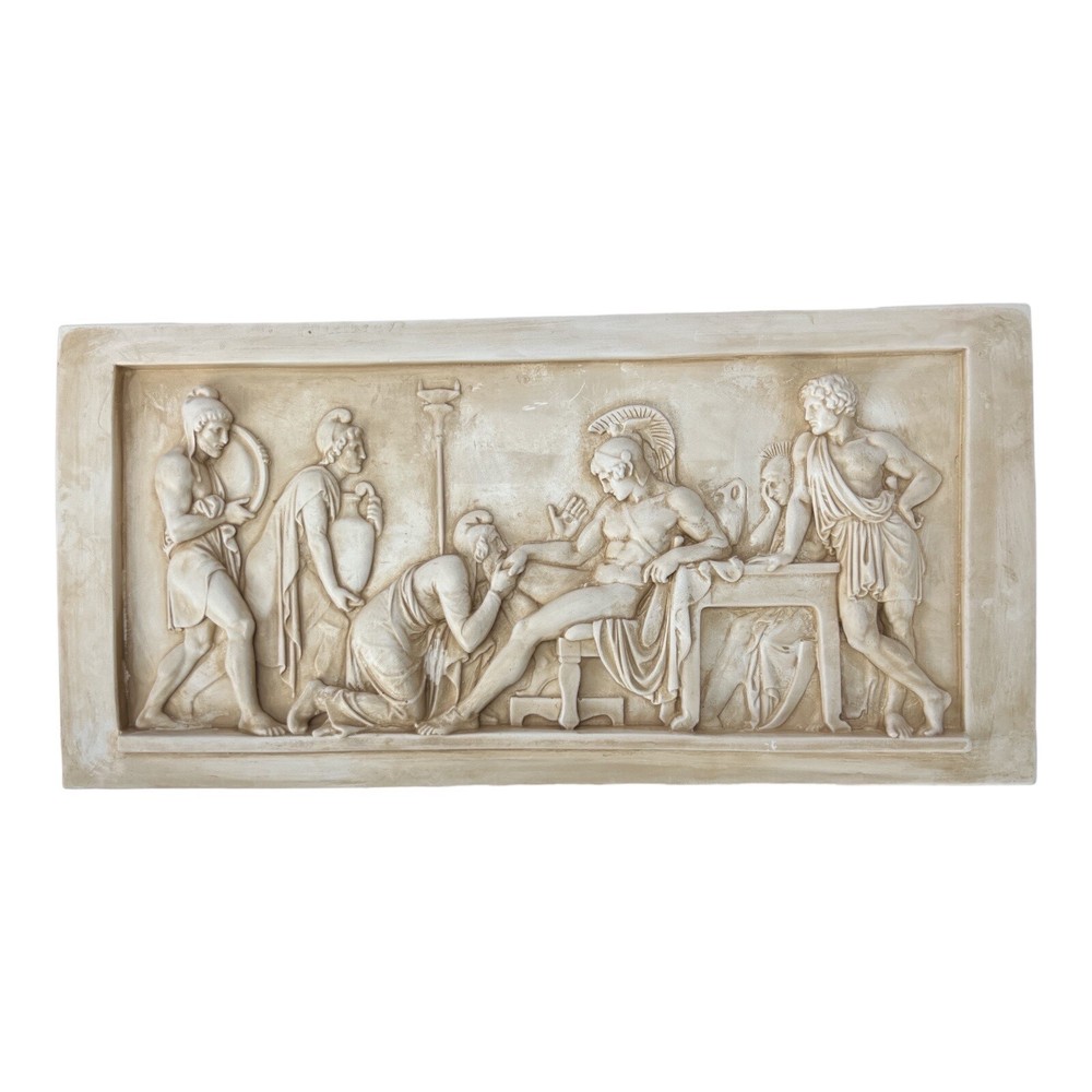 Priam Pleads with Achilles for Hector's Body Iliad Homer Relief Greek Sculpture-image