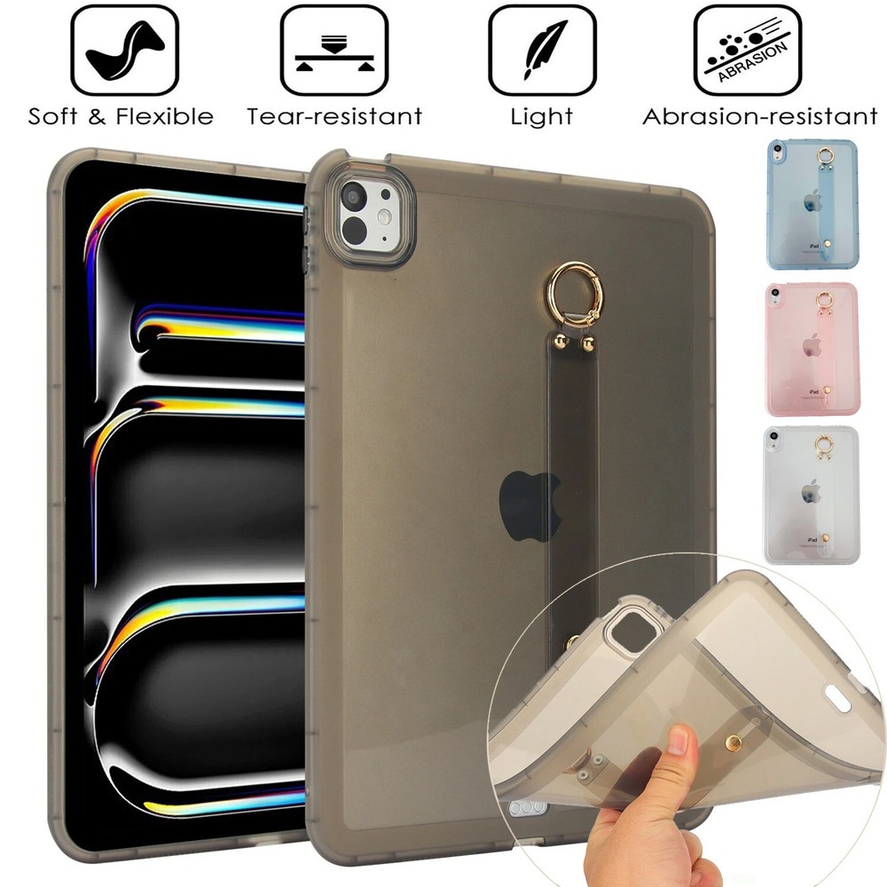 for iPad 7th 8th 9th Gen Air Pro Mini 7th TPU Soft Bumper Wrist Strap Case Cover