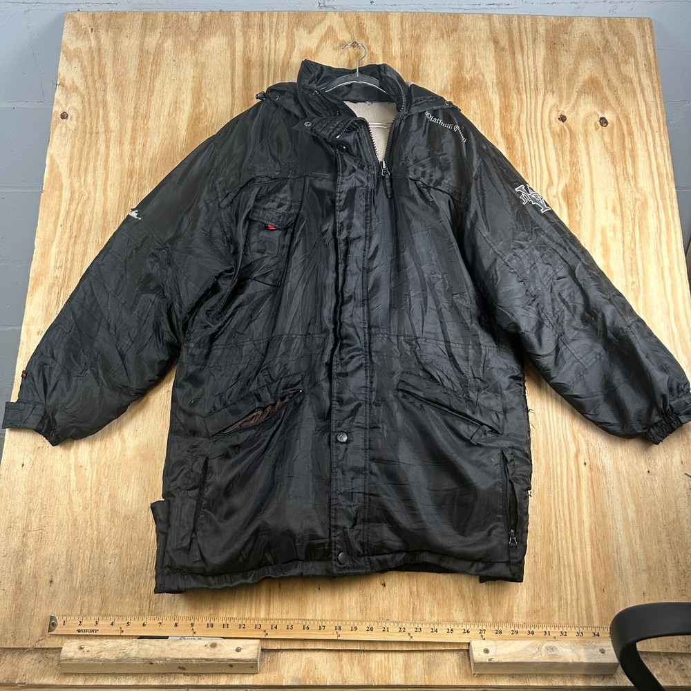 Vintage Fubu Platinum 19107 Black Full Zip Hooded Winter Parka Jacket Size M