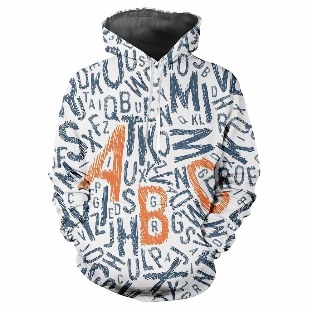 Letterings Words Modern Art Young Vitality Busy Pattern Print Pullover Hoodie