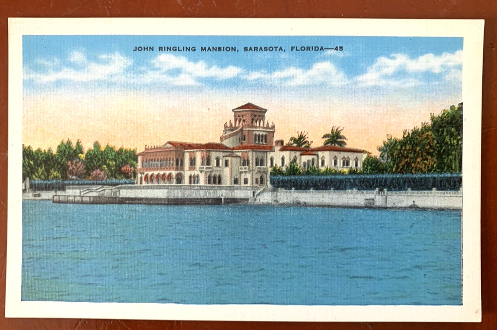 John & Mabel Ringling Mansion, On Sarasota Bay, Sarasota Florida Postcard