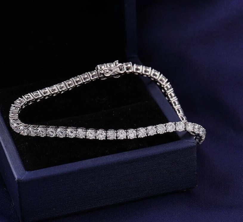 4.75 Ct Round Lab Grown Diamond Certified Tennis Bracelet 14k White Gold Plated