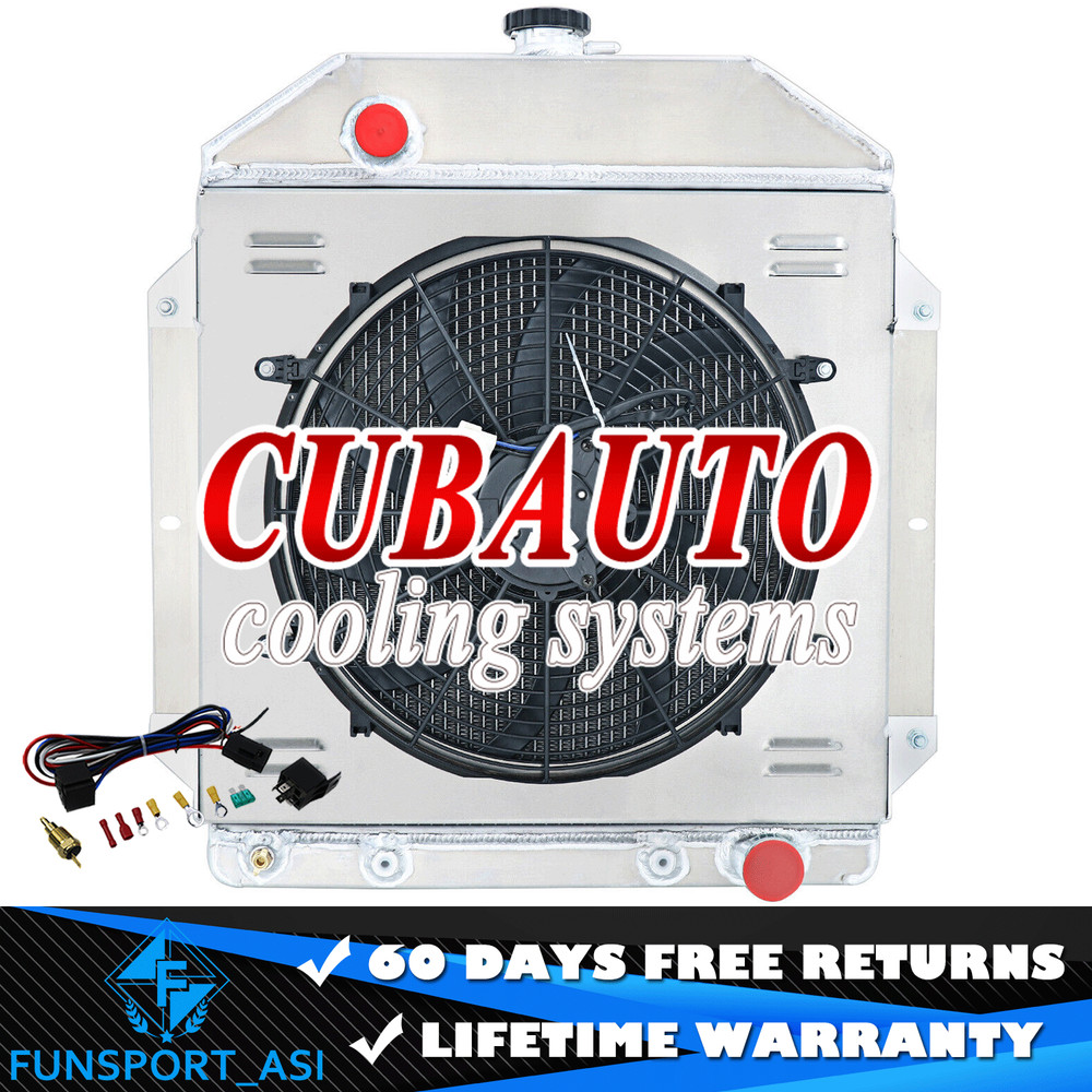 4 Rows Radiator Shroud Fan For 1949-1953 1950 1951 Ford Cars Chevy Engine Swap