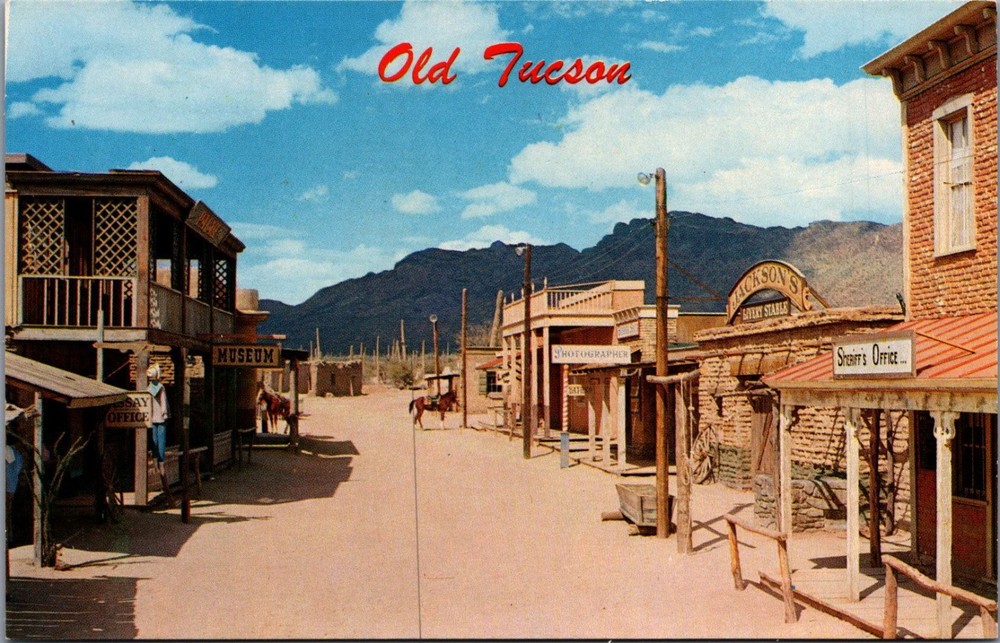 Vtg Old Tucson Arizona Main Street Western Town Petley Color Photo Postcard