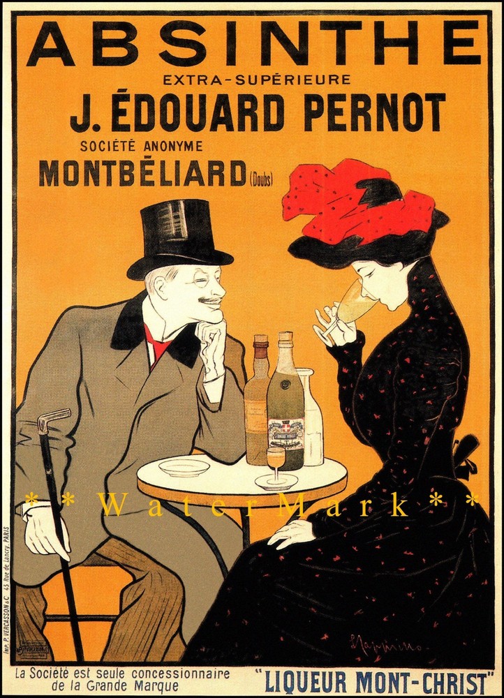 Vintage 1902 Pernot Absinthe Poster Print Cappiello French Cafe Advert Art  -image
