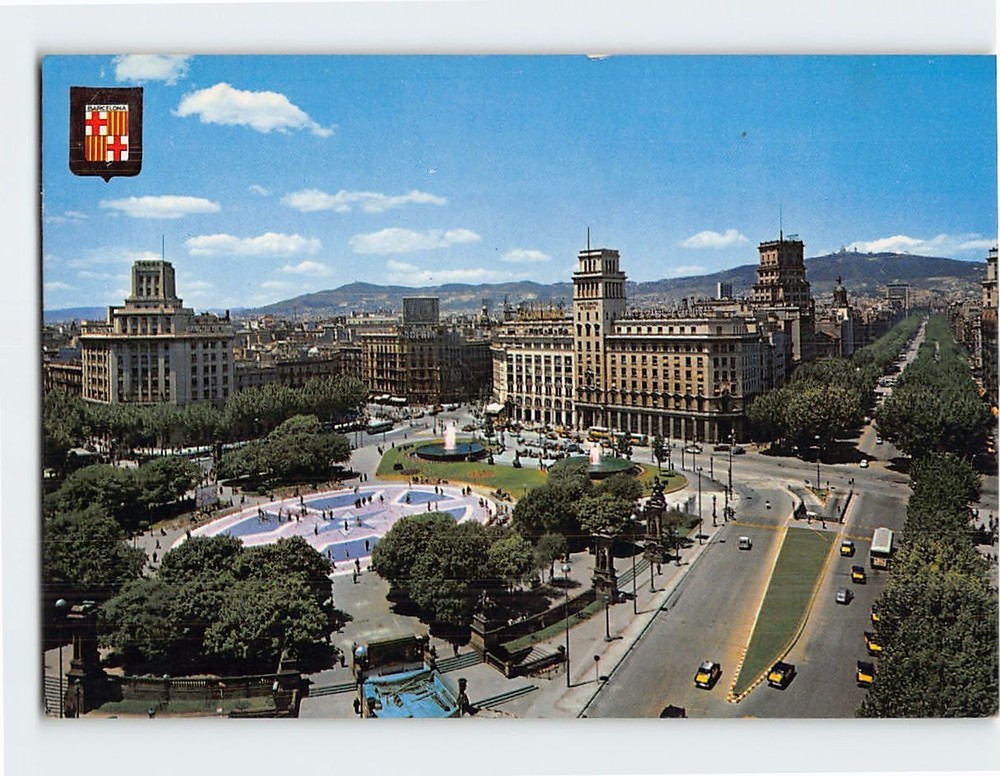 Postcard Plaza de Catalunya Barcelona Spain