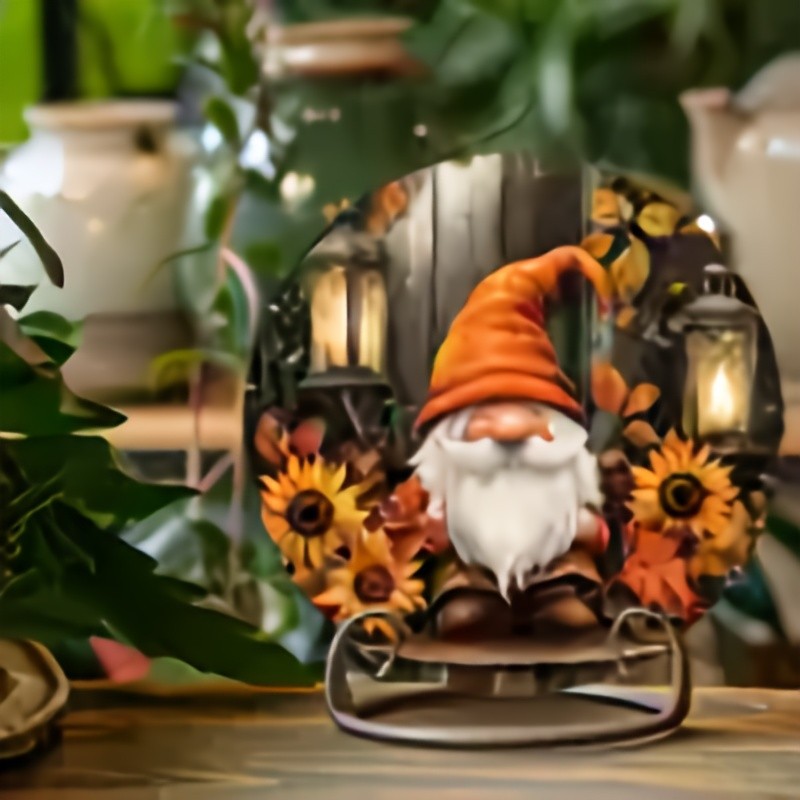Festive Elf Sunflower Round Aluminum Wall Art 8x8Inch
