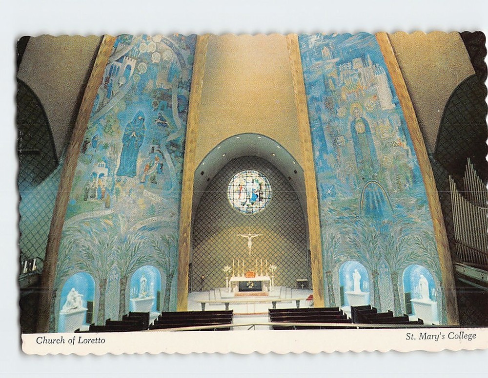 Postcard Nave of Church Loretto St. Mary's College Notre Dame Indiana USA