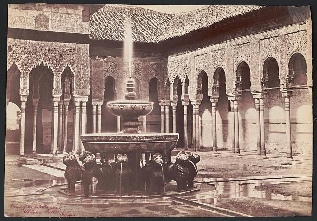 Photo:Granada Spain Alhambra Palace Court of Lions Fountain 1850s