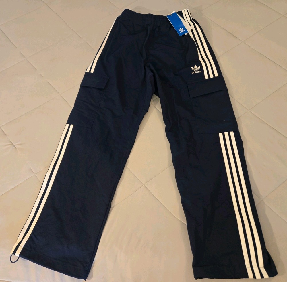 NEW adidas 3S Cargo Pants Navy Blue White 4-pocket HR3362 Mens Size XS