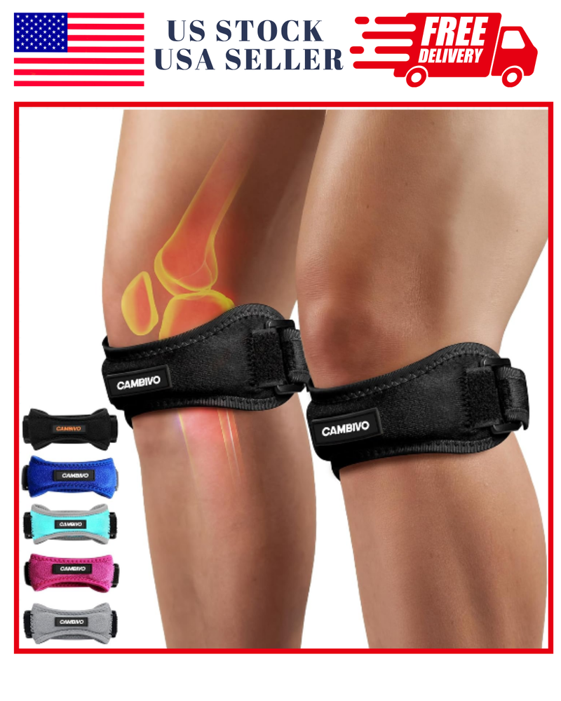 2 Pack Knee Support Braces for Men & Women - Patella Strap for Basketball Running Pain Relief