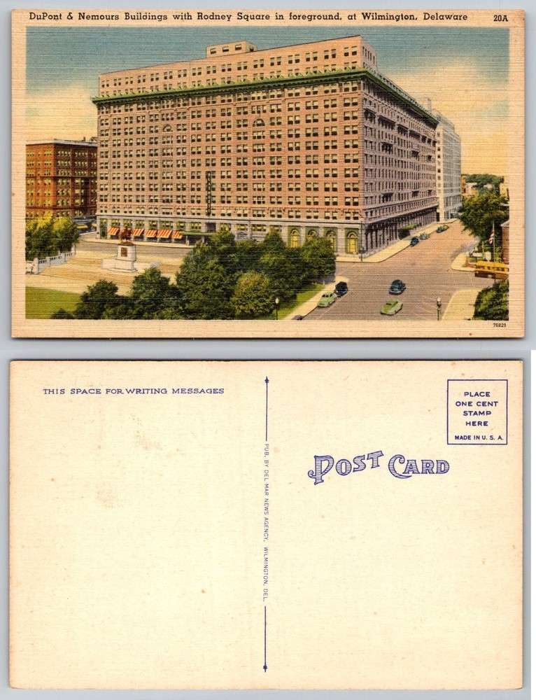 DuPont & Nemours Buildings Rodney Square Wilmington DE Linen Postcard