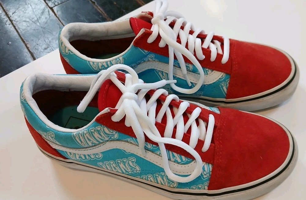 Vans Men’s 6.5 Women’s 8 Red White Blue  Lace-Up Sneakers Suede Toe Heel