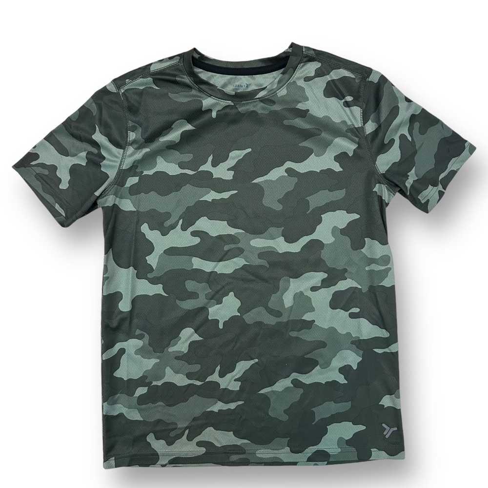 Boys Quick Dry Camo Shirt Size 14-16 Youth Green Short Sleeve Activewear Tee