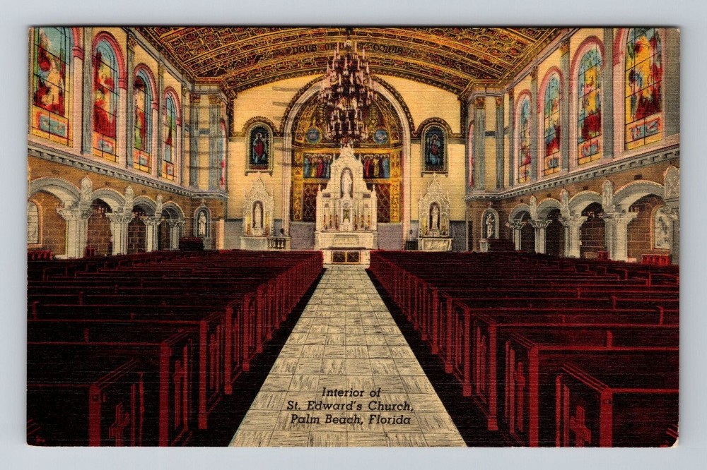 Palm Beach FL-Florida, Interior St. Edward's Church, Vintage Postcard