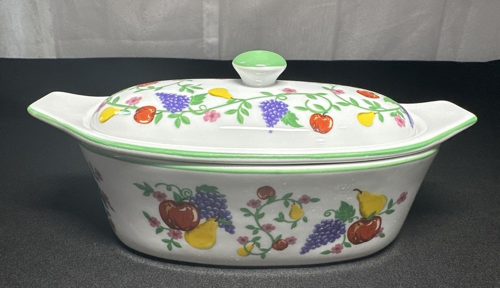 Butter Boat by Cook Street Baby Butter Dish Fruit Design 3 Pc Cottage Country