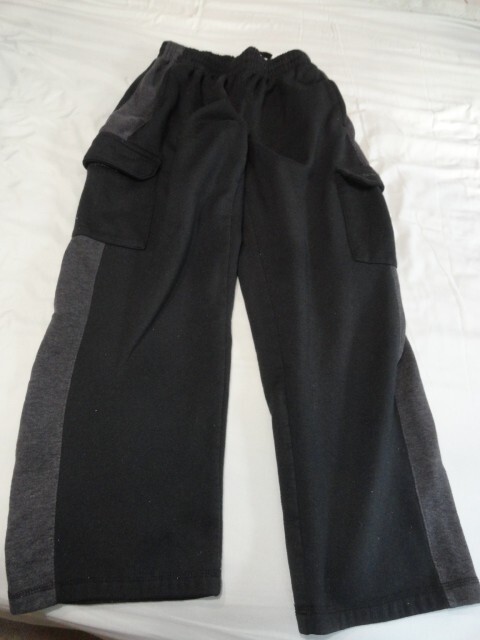 Mens Beverly Hills Polo Club Black Gray Cargo Fleece Sweatpants - SZ M