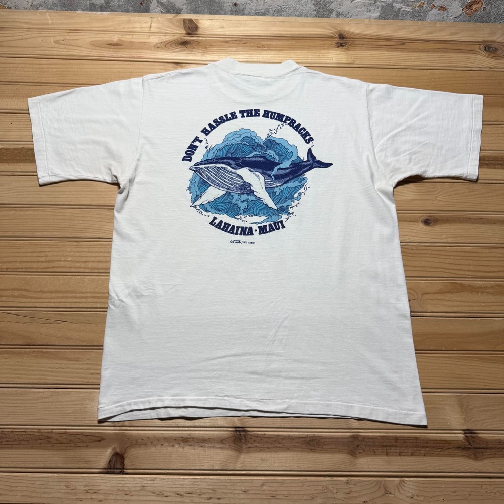 Vintage 1977 Lahaina Maui Don't Hassle the Humpbacks Nature Surf T-Shirt - Large