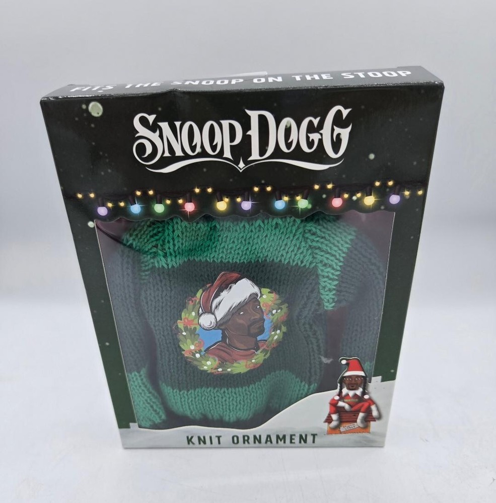 Snoop Dogg Green Wreath  Christmas Ornament Knit Sweater New In Box