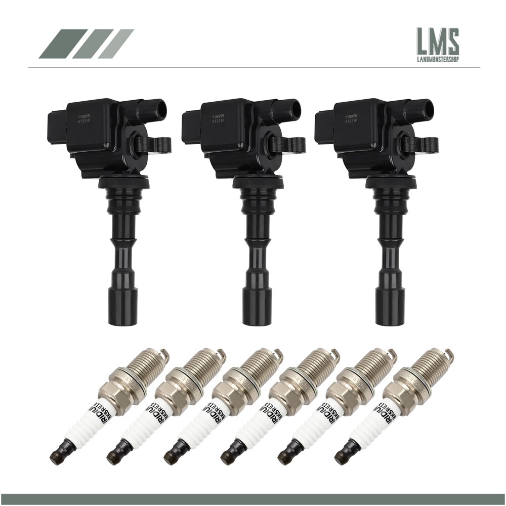 3 Ignition Coils & 6 Spark Plugs for 2003 Hyundai Santa Fe 04-06 Kia Amanti 3.5L V6