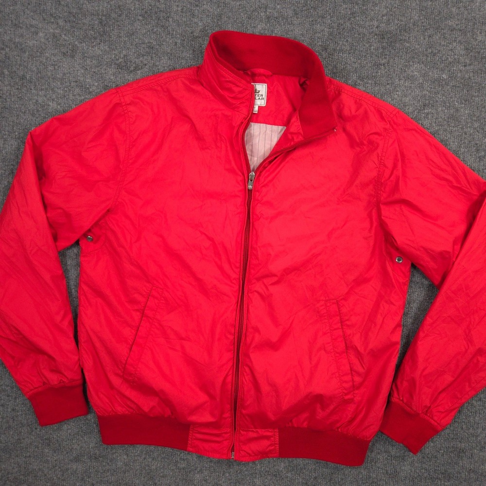 Peter Millar Windbreaker Jacket Mens M Red Full Zip Lined Bomber Golf Preppy