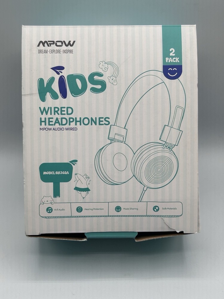 Game Wired Headphones Kids Safe For Teens Boys & Girls (2 Pack) Mpow