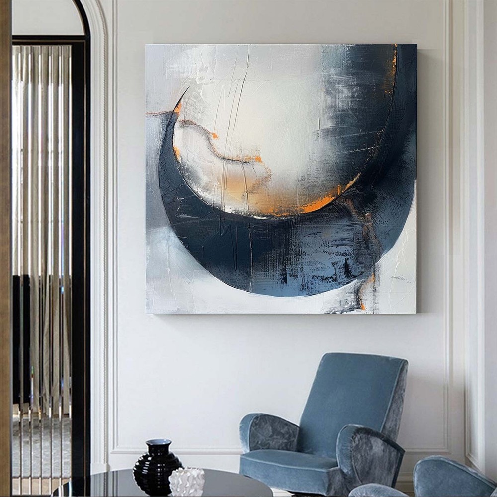 Abstract Canvas Painting Oil Painting Abstract Large Wall Art moon Black White