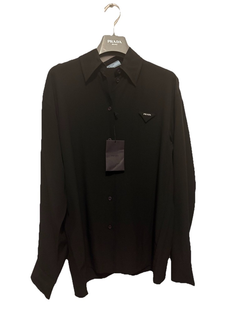 Prada Black Women’s Blouse Shirt Logo Triangle Size 36 New With Tags.