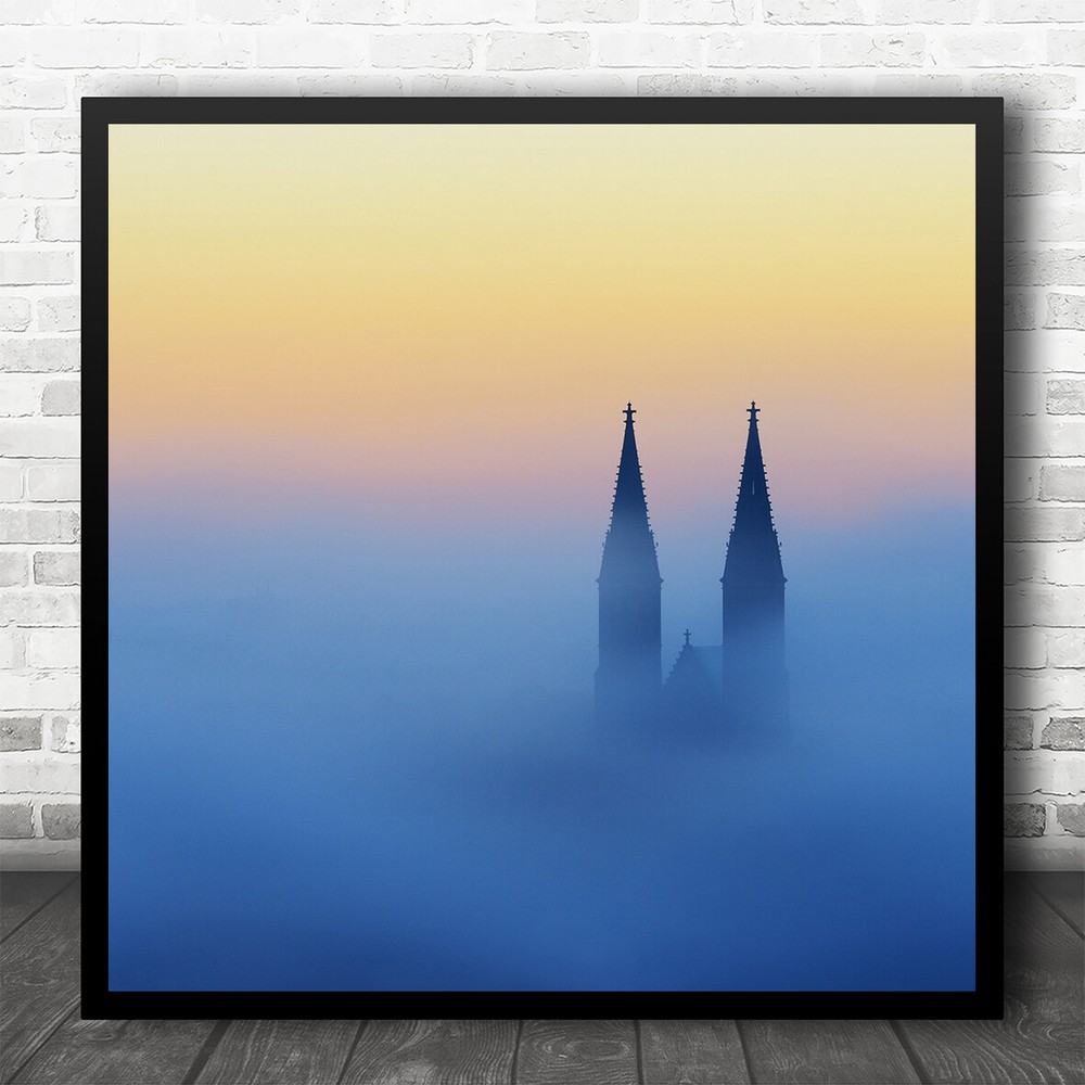 Foggy Sunrise Visored Prague UNESCO Wall Art Print