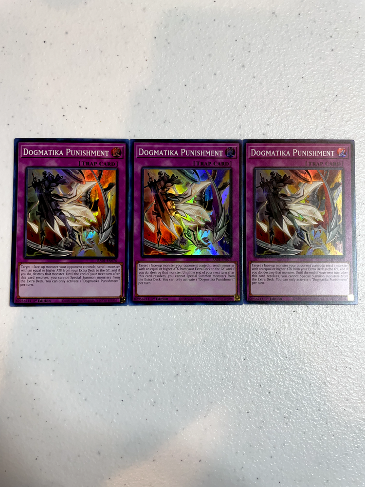 Yugioh Dogmatika Punishment Super Rare 3x Playset RA01-EN076 RA01
