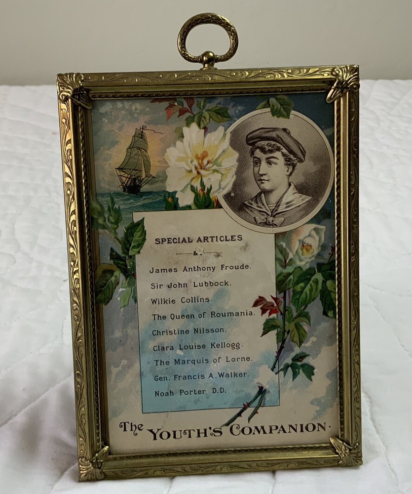 Vintage Antique Victorian Trade Card Ephemera Framed, Victorian Boy, Companion