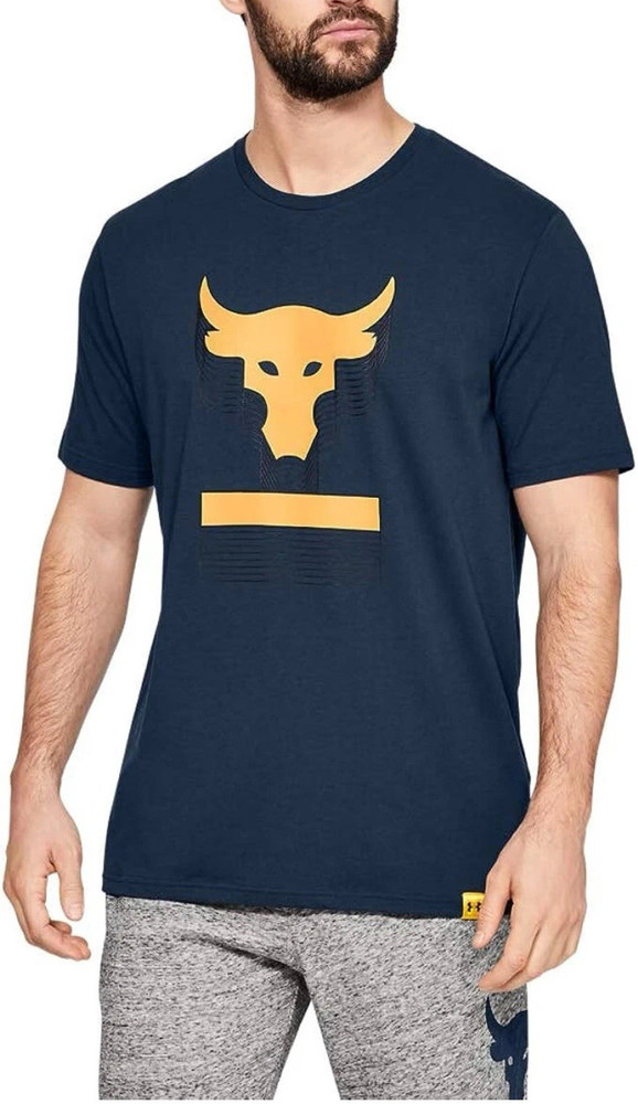 Under Armour Project Rock HeatGear Bull Graphic T-Shirt Navy Blue Men's XL